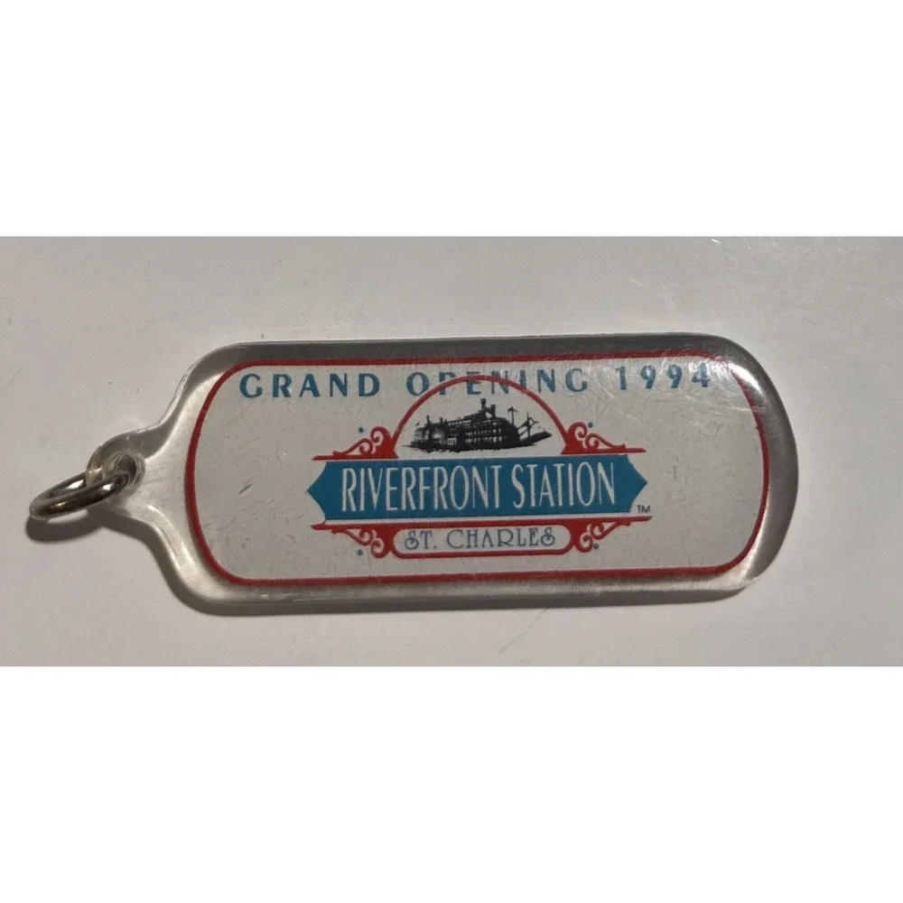 Vintage Grand Opening St. Charles Riverfront Casino Key Ring Acrylic‎ 1994 3